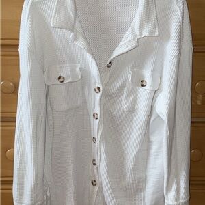 Button-Up Waffle Knit Shirt
